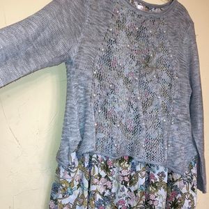 Floral Tank with Grey Pearl Net Cover